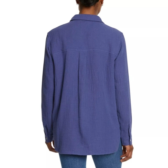 (16)Jessica Simpson Ladies' Gauze Button Front Shirt, BLUE S, L XXL - Picture 3 of 8